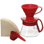 ⁦طقم هاريو للترشيح قمع سراميك احمر صغير ٠١ إناء زجاج مع فلاتر اصدار محدود⁩ - الصورة ⁦2⁩